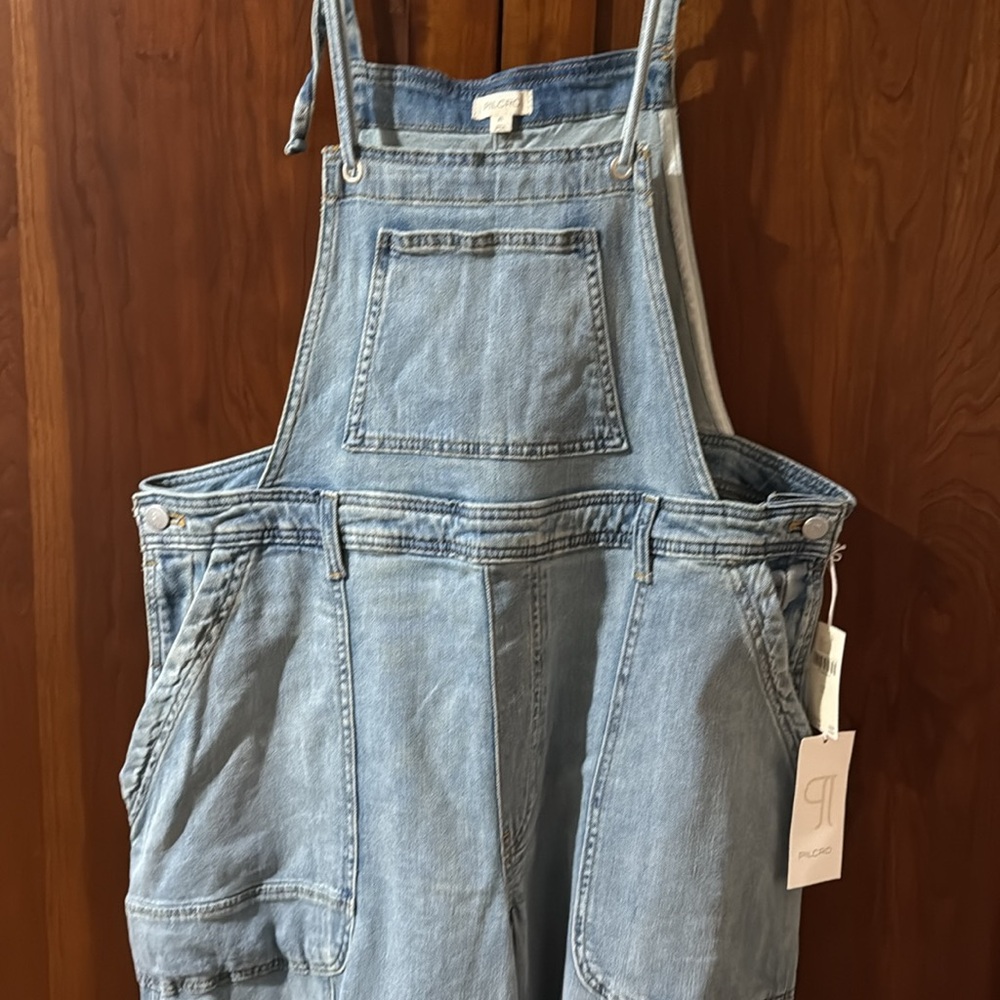 The Carpenter Raver Super Wide Leg Denim Jumpsuit Overalls - Picture 4 of 7